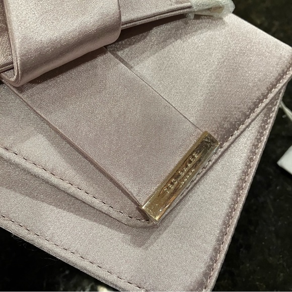 New Ted Baker MINAA Bow Detail Evening Bag, Pale Pink Satin Clutch, Formal Purse - Picture 11 of 16